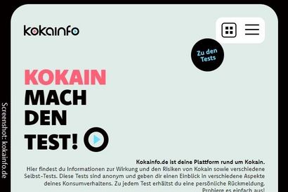 Screenshot der Website "Kokainfo"