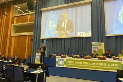 Burkhard Blienert, Sucht- und Drogenbeauftragter der Bundesregierung, auf der 68. Sitzung der Commission of Narcotic Drugs