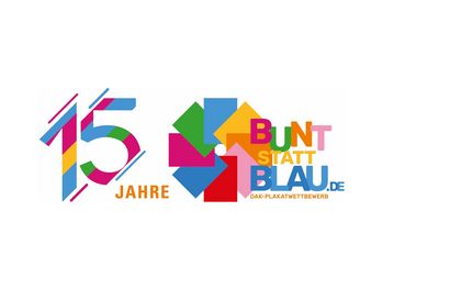 Logo "15 Jahre bunt statt blau"